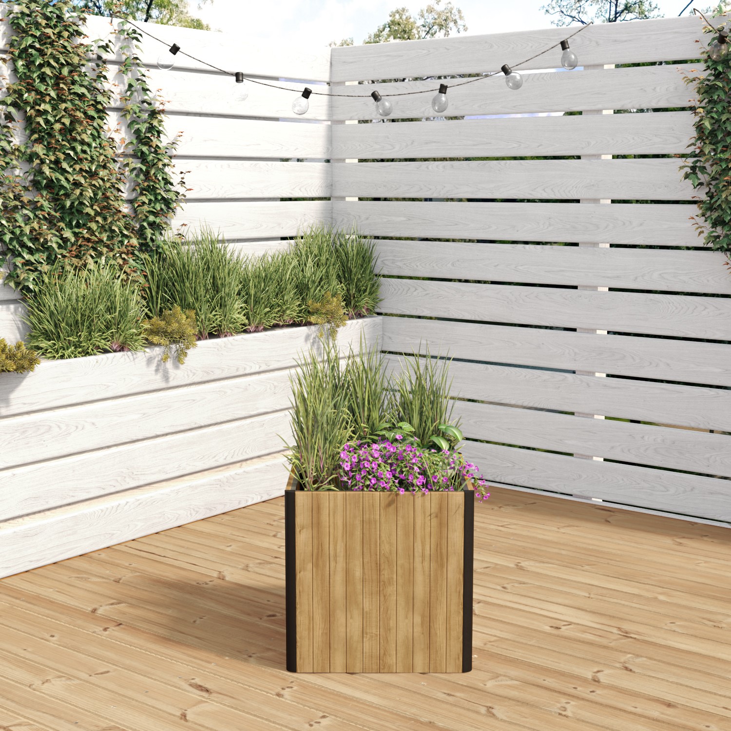 Read more about Square wooden garden planter 55 x 55cm como
